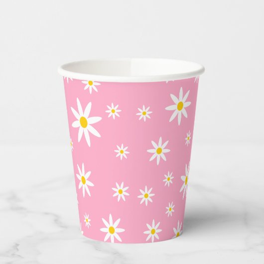 Pink Daisy Paper Cups Pappbecher (Links)