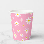 Pink Daisy Paper Cups Pappbecher (Vorderseite)