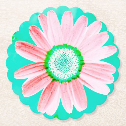 Pink Daisy Paper Untersetzer (Vorderseite)