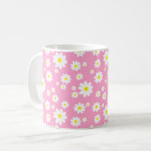 Pink Daisy Pattern Frühlingsblütenkaffee Tasse (Vorderseite Links)