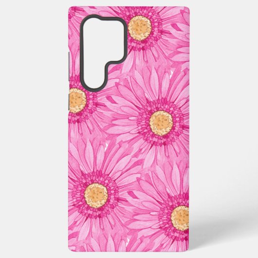 Pink daisy pattern - large samsung galaxy hülle (Rückseite)