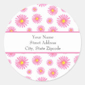 "Pink Daisy Pattern" Runder Aufkleber (Vorderseite)