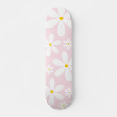 Pink Daisy Pattern Skateboard (Vorne)