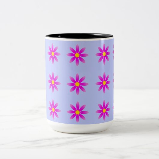 Pink Daisy Pattern Zweifarbige Tasse (Mittel)