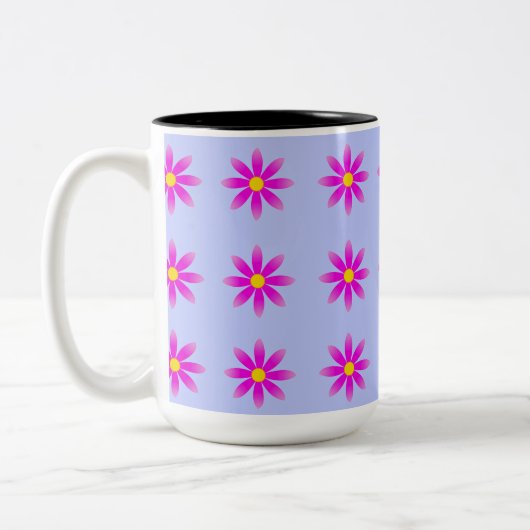 Pink Daisy Pattern Zweifarbige Tasse (Links)