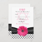 Pink Daisy Polka Dot Bat Mitzvah Reply Card RSVP Karte (Vorne/Hinten)