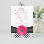 Pink Daisy Polka Dot Bat Mitzvah Reply Card RSVP Karte (Stehend Vorderseite)