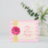 Pink Daisy Polka Dot Rezept Card für neues Paar Postkarte (Stehend Vorderseite)