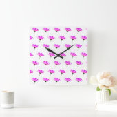 Pink Daisy Quadratische Wanduhr (Zuhause)
