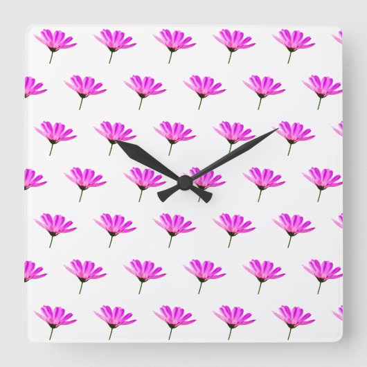 Pink Daisy Quadratische Wanduhr (Vorderseite)