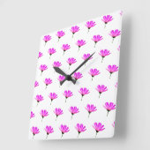 Pink Daisy Quadratische Wanduhr (Winkel)
