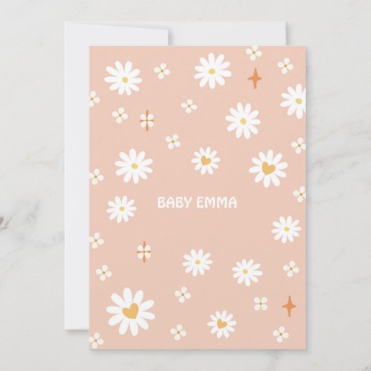 Pink Daisy Rainbow Hippie Groovy Van Baby Shower Einladung (Rückseite)