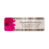 Pink Daisy Rustic Barn Wood Address Labels (Vorne)