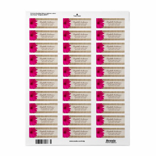 Pink Daisy Rustic Burlap Adresse (Vorne)