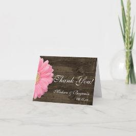 Pink Daisy Rustic Wedding Danke Karten