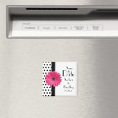 Pink Daisy Schwarz-weiß Polka Dot Save the Date Magnet (In Situ (Geschirrspüler))