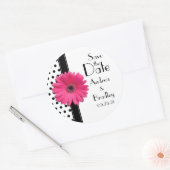 Pink Daisy Schwarz-weiß Polka Dot Wedding Sticker (Umschlag)