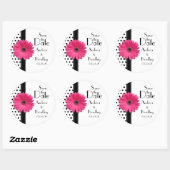 Pink Daisy Schwarz-weiß Polka Dot Wedding Sticker (Blatt)