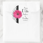 Pink Daisy Schwarz-weiß Polka Dot Wedding Sticker (Tasche)
