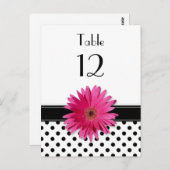 Pink Daisy Schwarz-weiß Polka Dot Wedding Table Postkarte (Vorne/Hinten)