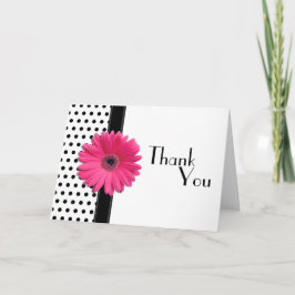 Pink Daisy Schwarz-weiß Polka Dot Wedding Vielen D Dankeskarte
