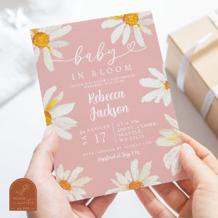 Pink Daisy Sonnenblume Baby in Bloom Baby Dusche Einladung