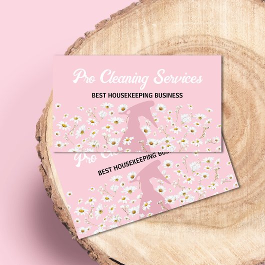 Pink Daisy Spray Flaschen Reinigung Service Garten Visitenkarte