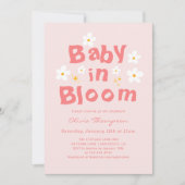 Pink Daisy Spring Baby in Bloom Baby Dusche Einladung (Vorderseite)