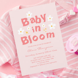 Pink Daisy Spring Baby in Bloom Baby Dusche Einladung