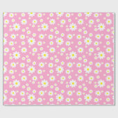Pink Daisy Spring Pattern Wrapping Paper Geschenkpapier (Flach)