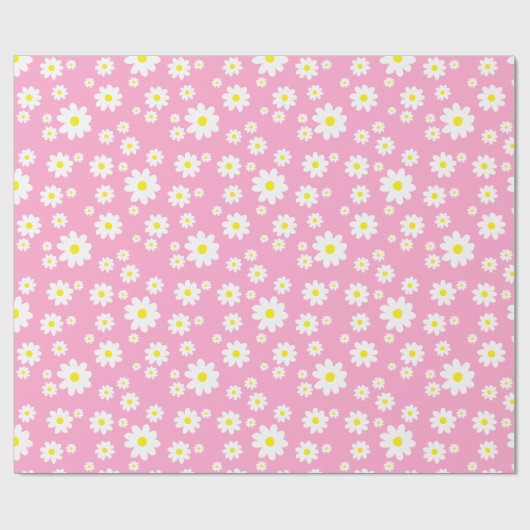 Pink Daisy Spring Pattern Wrapping Paper Geschenkpapier (Flach)