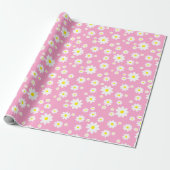 Pink Daisy Spring Pattern Wrapping Paper Geschenkpapier (Ungerollt)