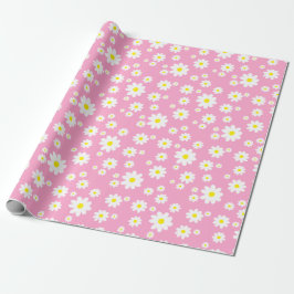 Pink Daisy Spring Pattern Wrapping Paper Geschenkpapier