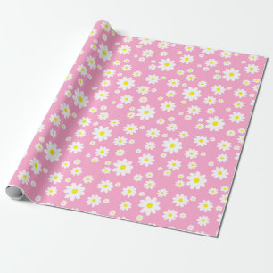 Pink Daisy Spring Pattern Wrapping Paper Geschenkpapier