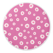 Pink Daisy Stripe Keramikknauf (Vorderseite)