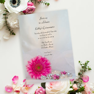 Pink Daisy und Buttons Quinceañera-Party Einladung