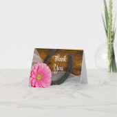 Pink Daisy und Horseshoe Western Wedding Vielen Da Dankeskarte (Vorderseite)