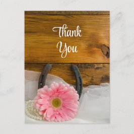 Pink Daisy und Horseshoe Western Wedding Vielen Da Postkarte