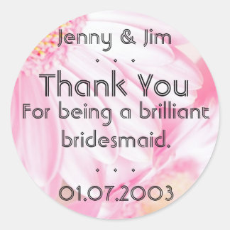Pink Daisy Vielen Dank, Bridesmaid Sticker
