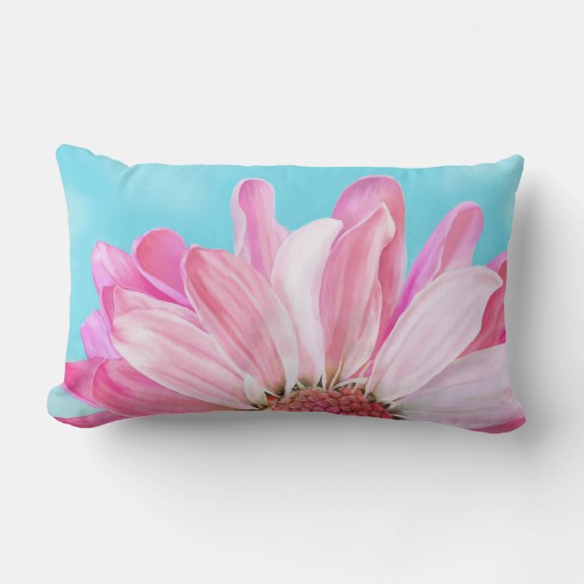 Pink Daisy Watercolor Throw Kissen (Vorderseite)