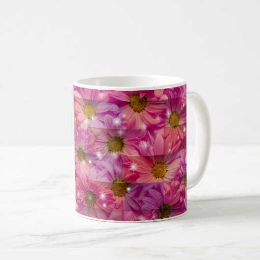 Pink Daisy Weave Kaffeetasse (VorderseiteRechts)