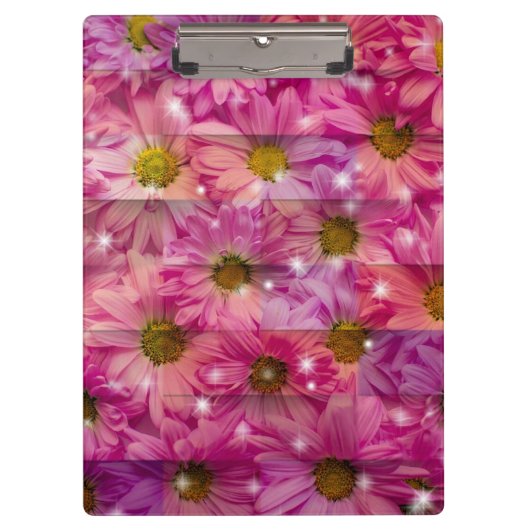 Pink Daisy Weave Klemmbrett (Vorderseite)