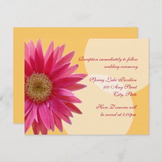 Pink Daisy Wedding Einladung (Vorne/Hinten)