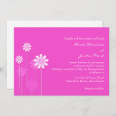 Pink Daisy Wedding Einladung (Vorne/Hinten)