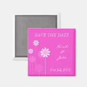 Pink Daisy Wedding Save the Date Magnet (Vorderseite/Rückseite)