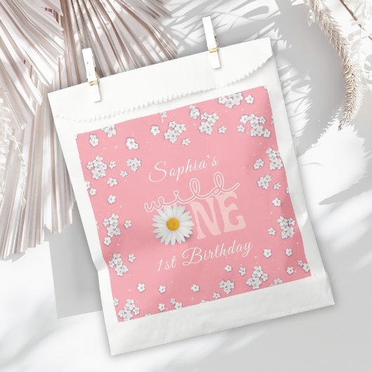 Pink Daisy Wild One 1. Geburtstag Geschenktütchen