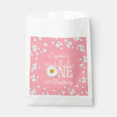 Pink Daisy Wild One 1. Geburtstag Geschenktütchen (Vorderseite)