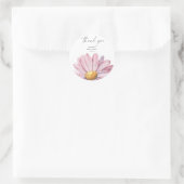 Pink daisy Wildblume - Danke Runder Aufkleber (Tasche)