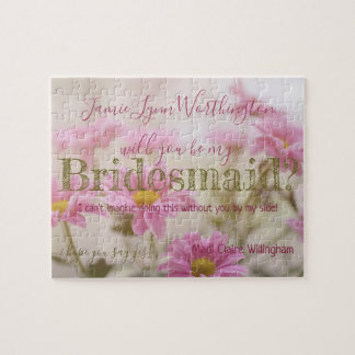 Pink Daisy wirst du mein Bridesmaid Jigsaw Puzzle 