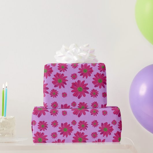 Pink Daisy Wrapping Paper Geschenkpapier (Partygeschenke)